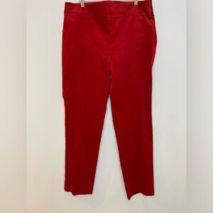 Talbots Scarlet Red Velvet Trousers Chatham Ankle Holiday Party Pants Size 14